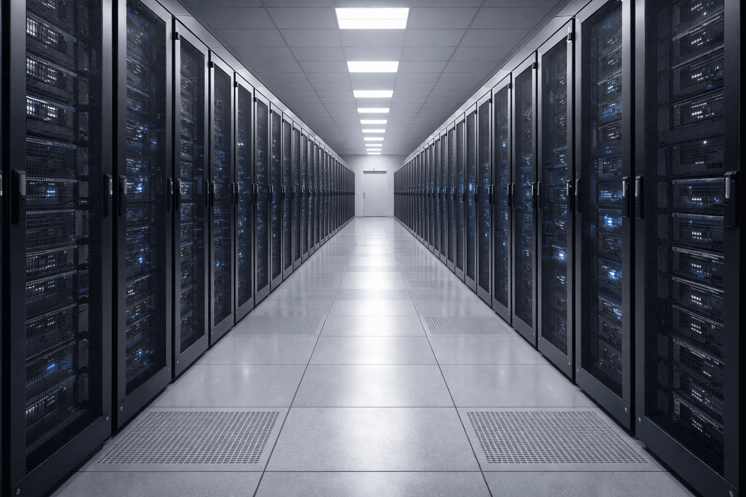 Server racks inside a modern data center